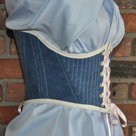 New Reversible Back & Front Lace-up Corset Belt, Floral & Upcycled Demin XS - Picture 11 of 11